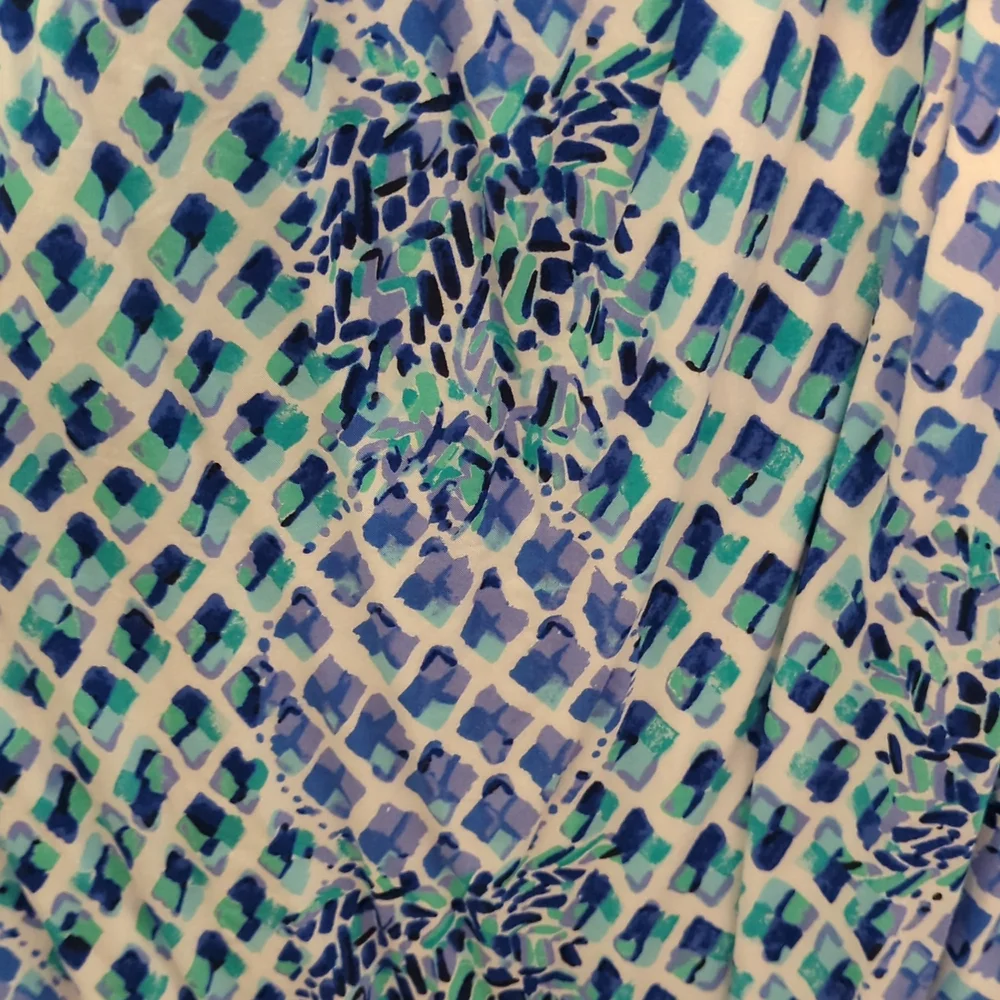 Lilly Pulitzer Strapless Off-Shoulder Blue Green Print Dress - Picture 2 of 3
